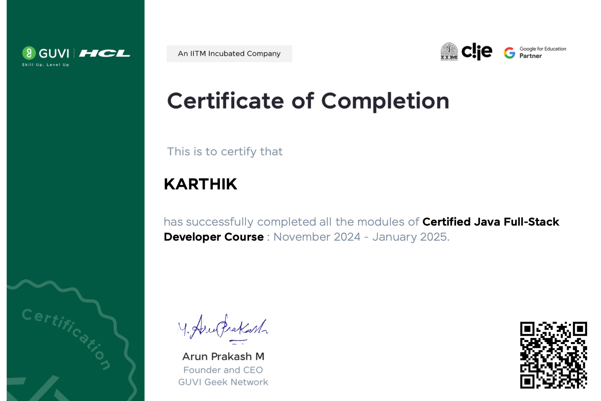 Certification